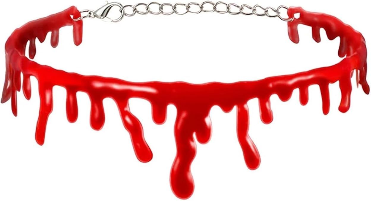 Dzrige Halloween Blood Necklace Horror Bloody Choker Necklace Red Blood Drip Necklace Costume Acc... | Amazon (US)