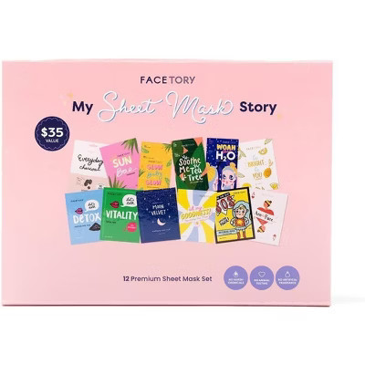 Facetory My Sheet Mask Story 12 Premium Sheet Mask Set | SkinHydrating | Soothing | Moisturizing | Revitalization | Brightening | Target