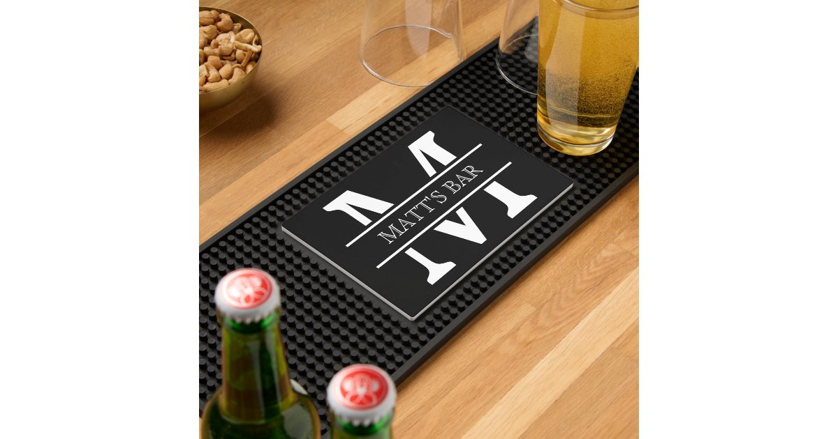 Cool Personalized Monogram Name Black Bar Mat | Zazzle | Zazzle