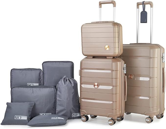 Somago Luggage Sets 3 Piece Hard Shell Polypropylene Suitcase with TSA Lock Spinner Carry On Lugg... | Amazon (US)