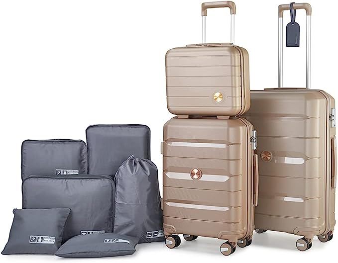 Somago Luggage Sets 3 Piece Hard Shell Polypropylene Suitcase with TSA Lock Spinner Carry On Lugg... | Amazon (US)