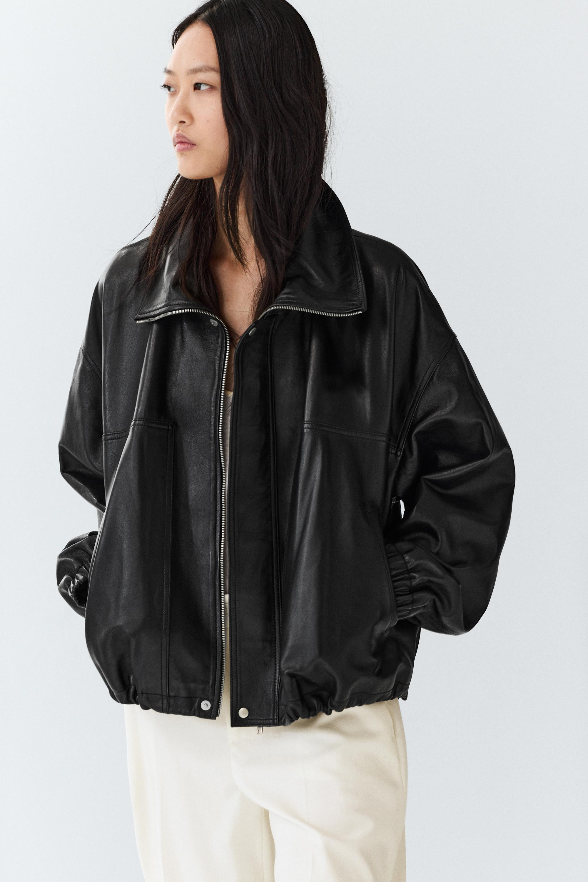 Nappa leather bomber jacket | Massimo Dutti UK