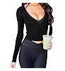 Women Ballet Wrap Top Long Sleeve Slim Fit Self Tie Workout Pilates Yoga Wrap Tops Y2k Dance Shir... | Amazon (US)