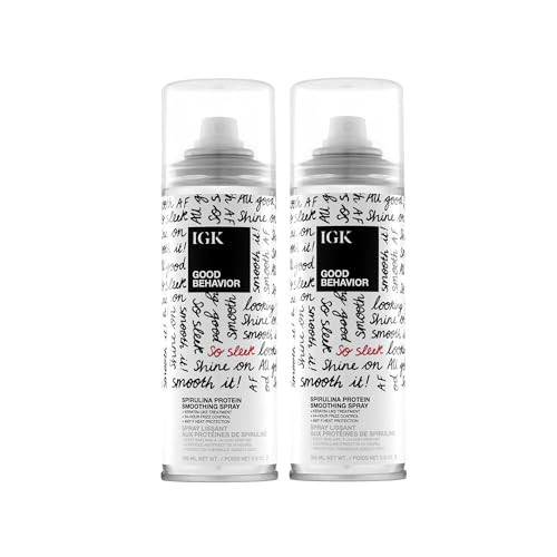 IGK GOOD BEHAVIOR Spirulina Protein Smoothing Spray | Keratin Like Treatment + Frizz Control + Heat Protectant | Vegan + Cruelty Free | 5.6 Oz (Pack of 2) | Amazon (US)