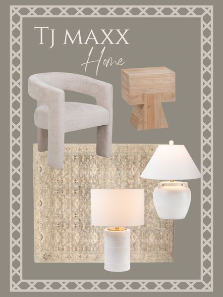 TJ Maxx modern home finds, loloi area rug, table lamp, modern chair dining chair living room accent table 

#LTKhome