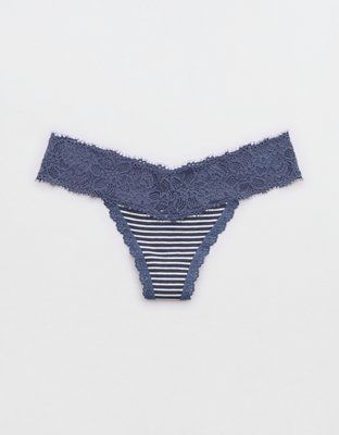 Superchill Cotton Eyelash Lace Thong Underwear | Aerie