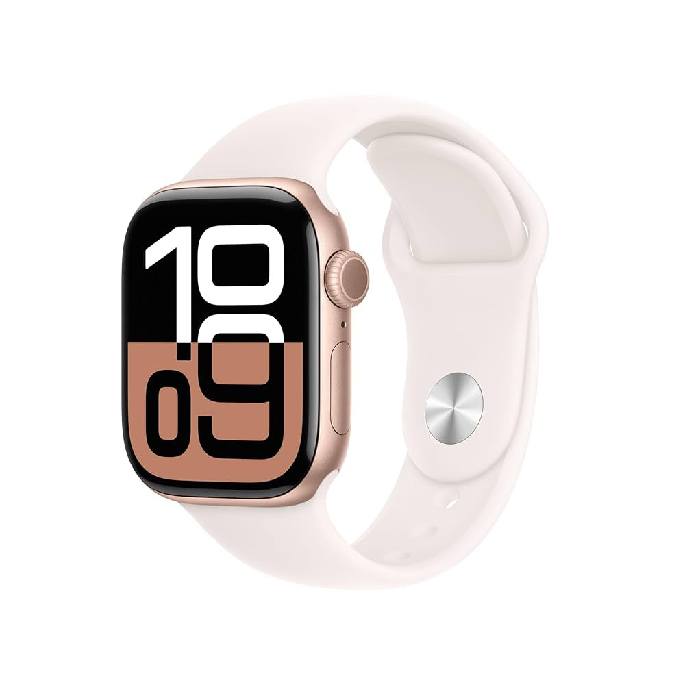 Apple Watch Series 10 GPS + Cellular 42 mm Smartwatch with Rose Gold Aluminium Case with Light Bl... | Amazon (UK)