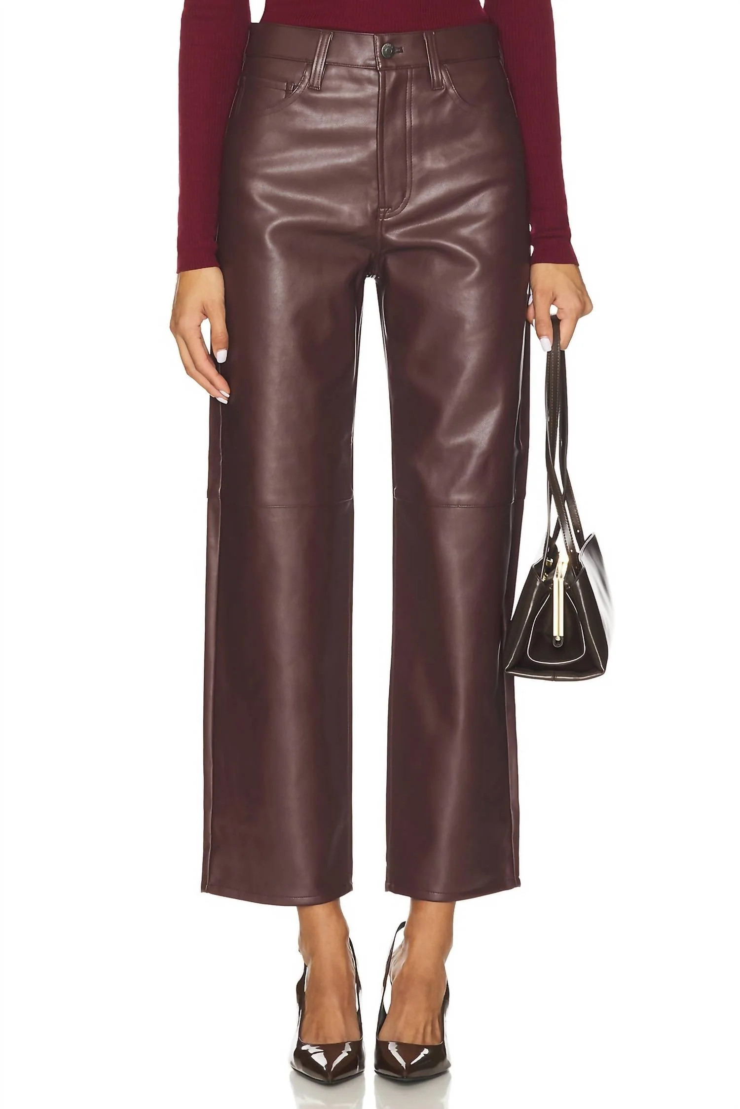 Jett High Rise Bowed Straight Pant In Cabernet | Shop Simon