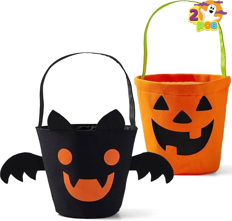 Amazon.com: JOYIN 2 PCS Halloween Trick or Treat Bags, 8.6X 5.9 inches Bat and Pumpkin Candy Tote... | Amazon (US)