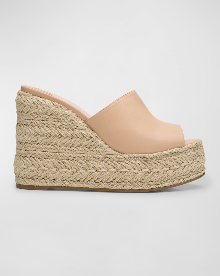 Christian Louboutin Ariella Leather Red Sole Wedge Espadrilles | Neiman Marcus