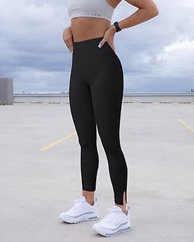 OQQ Women 2 Piece Leggings Workout Tights Tummy Control Ribbed Gym Exercise Girl Yoga Pants | Amazon (US)