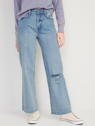 Extra High-Waisted Wide-Leg Ripped Jeans for Women | Old Navy (US)