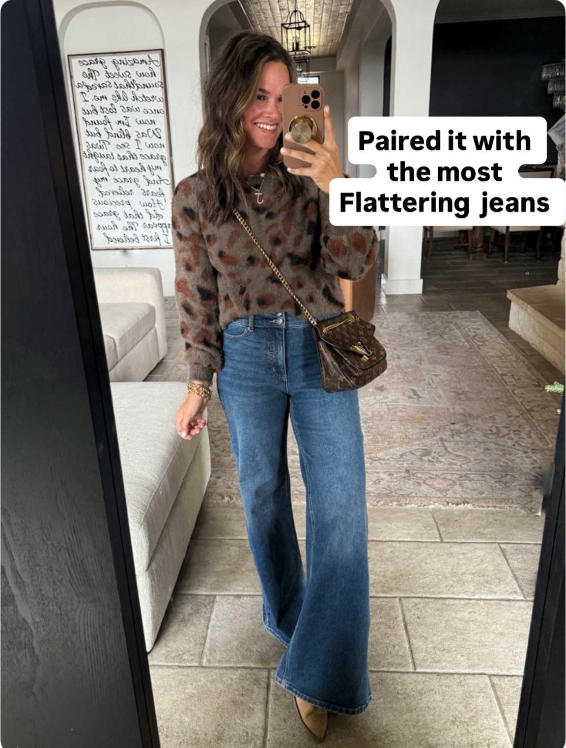 Walmart cozy sweater and flattering jeans true sizing in all #walmartfinds #casualoutfit #winterstyle 

#LTKootd #LTKgrwm #LTKFindsUnder50