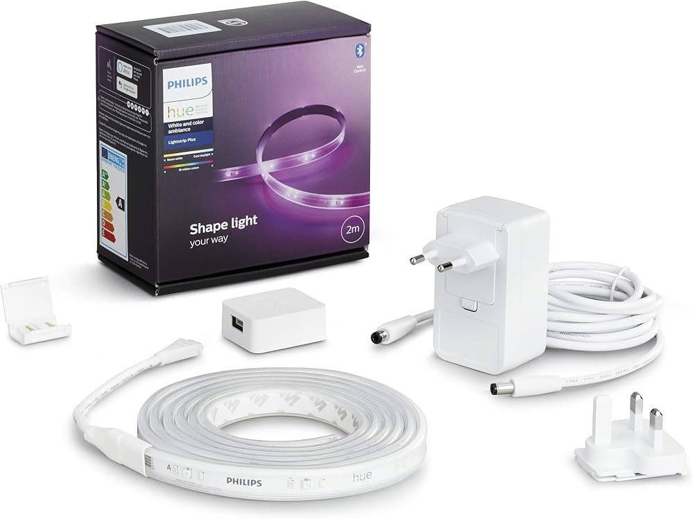 Philips Hue White & Col. Amb. Lightstrip Plus 2m Basis, 1600lm, 16 Mio. Farben, steuerbar via App... | Amazon (DE)
