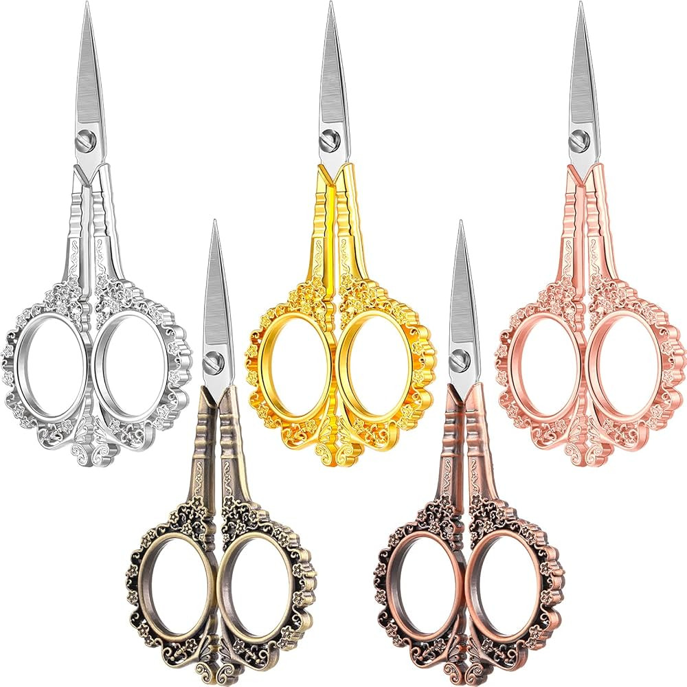 5 Pcs Vintage Embroidery Scissors Kit European Style Scissors Stainless Steel Plum Scissors Flowe... | Amazon (US)