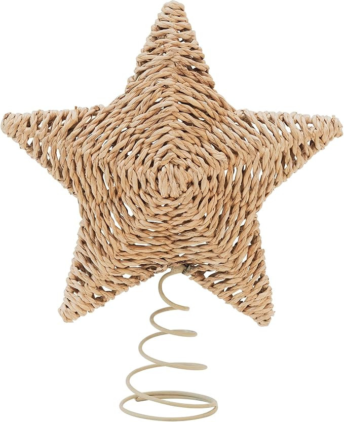 Creative Co-Op Hand-Woven Bankuan Star, Natural Tree Topper | Amazon (US)