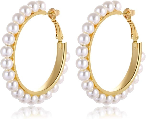 Pearl Hoop Earrings | Amazon (US)