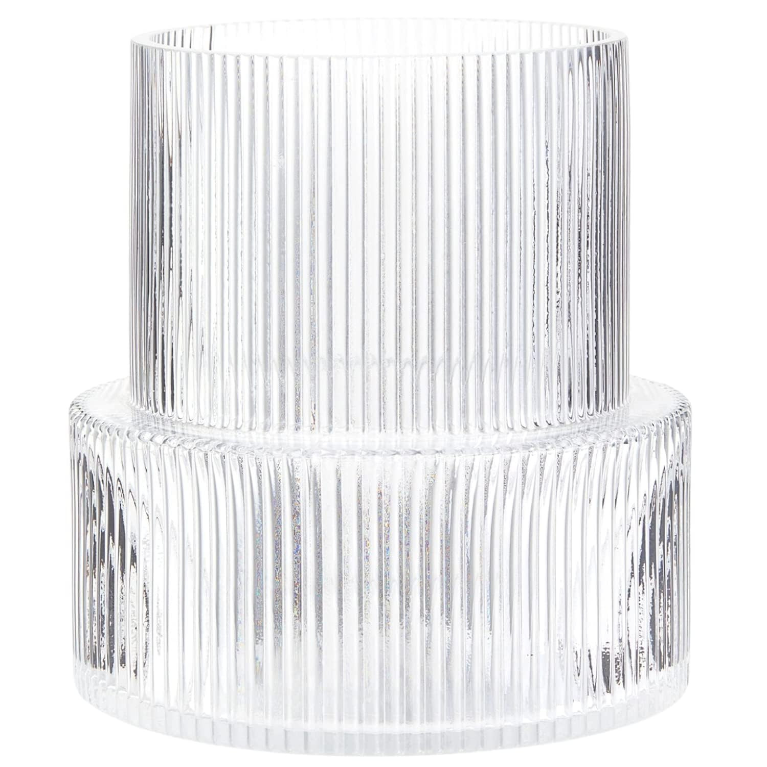YANWE1 Clear Glass Vase, Ribbed Vase, Fluted Glass Vase, Flower Vase, Modern Vase for Centerpiece... | Amazon (US)