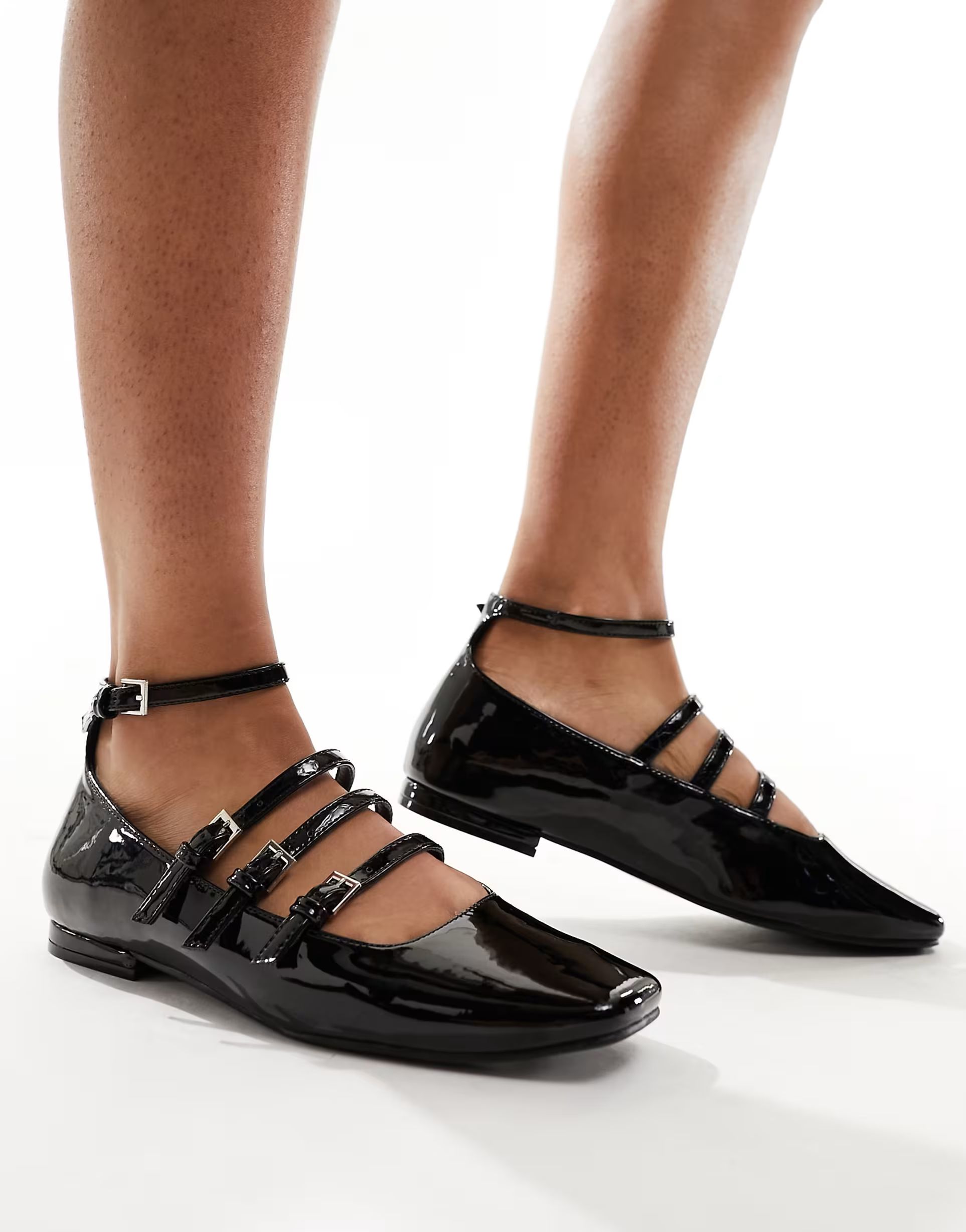 Public Desire Sherry strappy mary jane ballet flats in black patent | ASOS (Global)