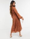 Click for more info about ASOS DESIGN soft midi dress with pintuck detail in a textured chiffon rust