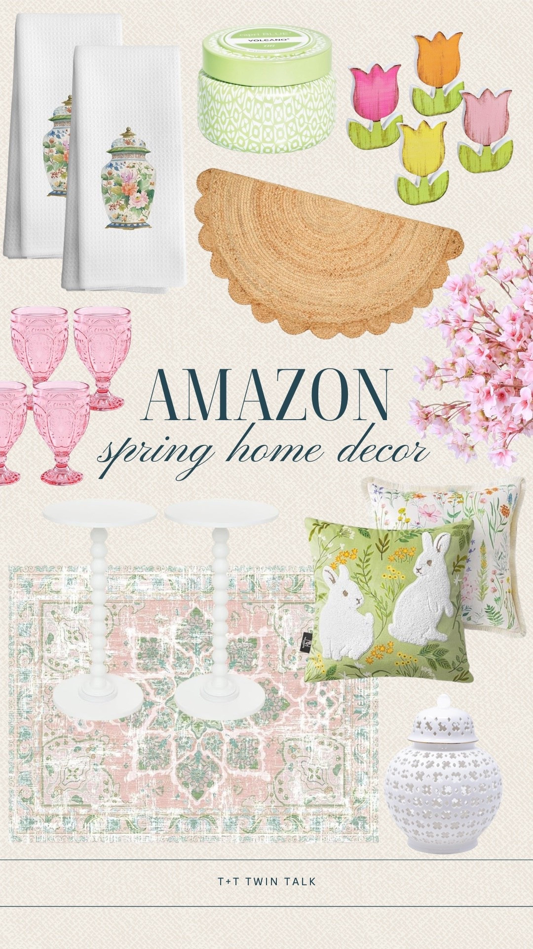 We found some spring home decor from Amazon! The rug pairs easily with the white tables for a clean setup. Adding in the pillows and small decor pieces keeps it feeling soft and seasonal.

#LTKHome #LTKSeasonal #LTKOver40