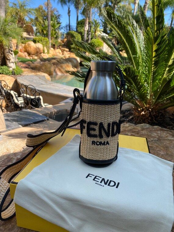 VIP FENDI raffia canteen drink holder with strap | Etsy (US)