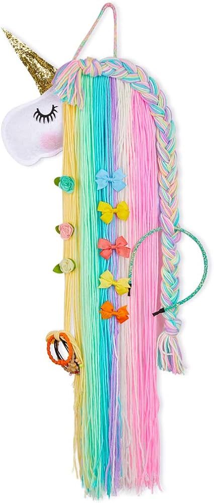 Basumee Unicorn Hair Bow Holder for Girls Wall Hanging Decor and Baby Hair Clip Hanger Organizer | Amazon (US)
