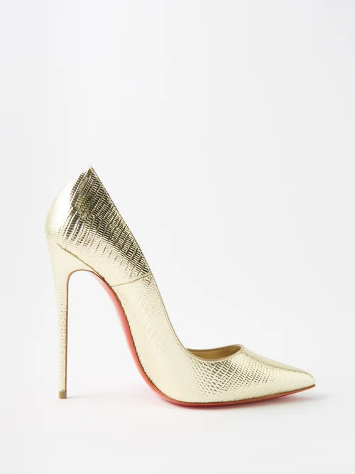 Christian Louboutin - So Kate 120 Metallic-leather Pumps - Womens - Gold | Matches (US)