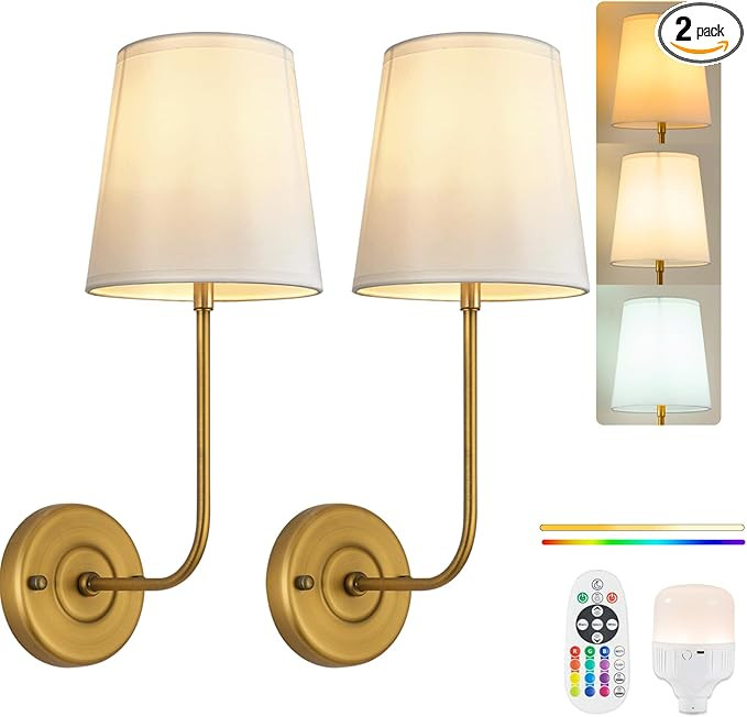 PASSICA DECOR Rechargeable Wall Sconces Set of 2, Battery Operated Wall Sconce Set of Two，Wirel... | Amazon (US)