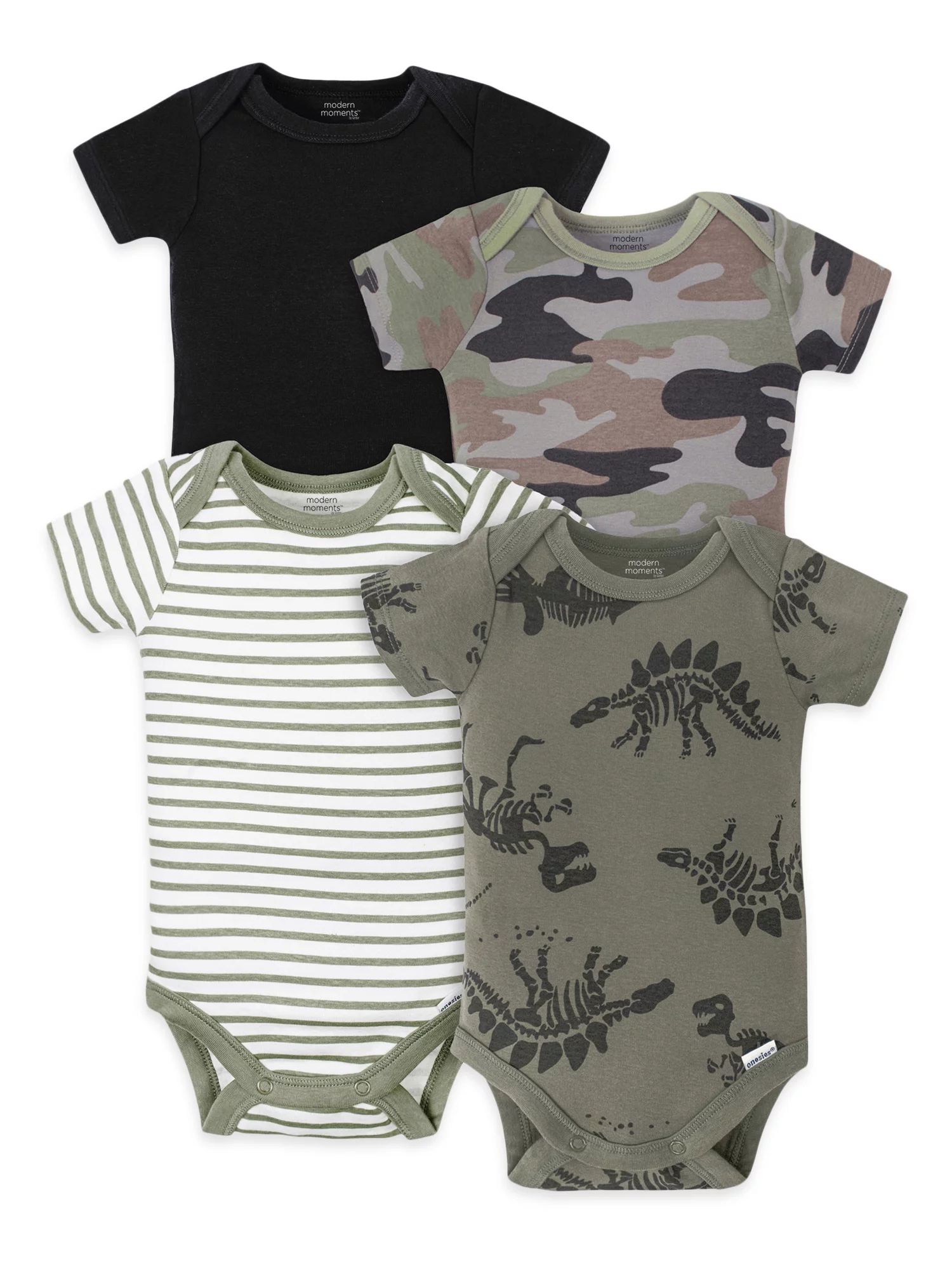 Modern Moments by Gerber Baby Boy Short Sleeve Onesies Bodysuits, 4-Pack, (Newborn-24 Months) | Walmart (US)