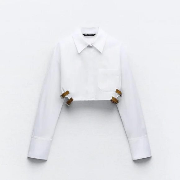 ZARA BELTED CROPPED GABARDINE SHIRT | Poshmark