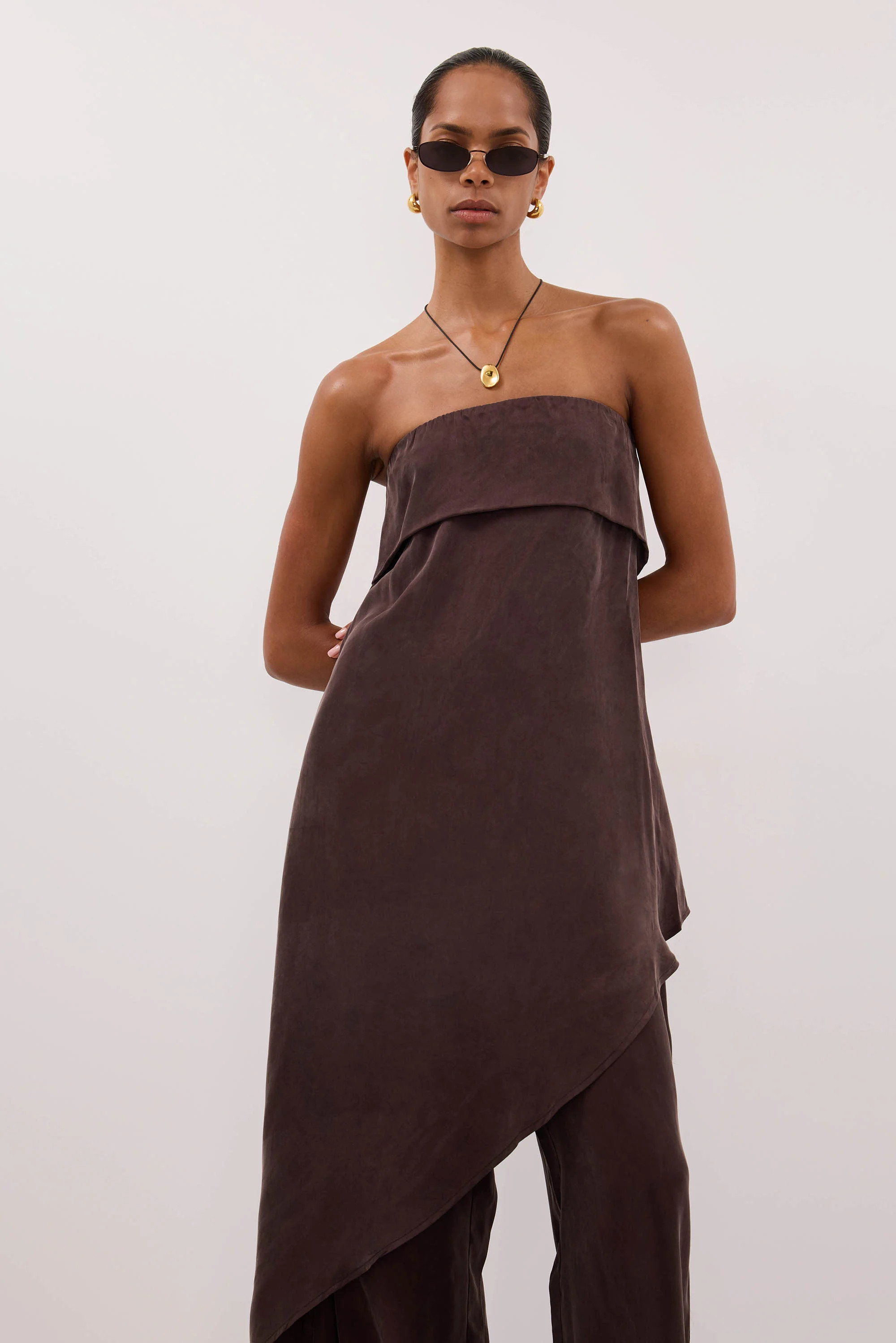 VENUS PLUM CHOC CUPRO ASYM TOP | DISSH