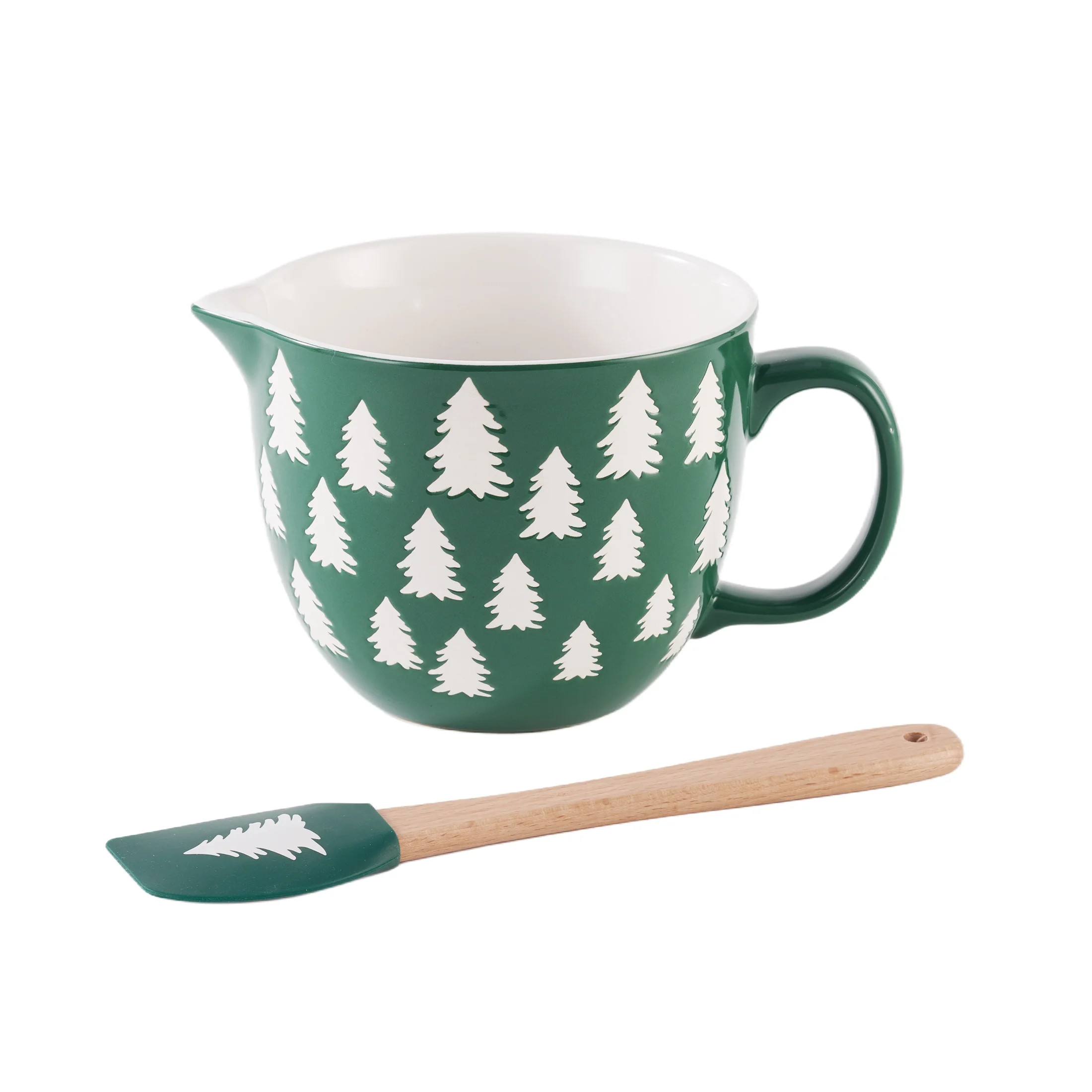 Holiday Time 2-Piece Tree Glazed Stoneware Batter Bowl & Spatula Set, Bakeware | Walmart (US)