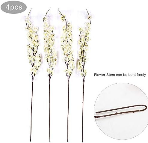 YIBELAAT Artificial Cherry Blossom Flowers, 4pcs Peach Branches Silk Tall Fake Flower Arrangement... | Amazon (US)