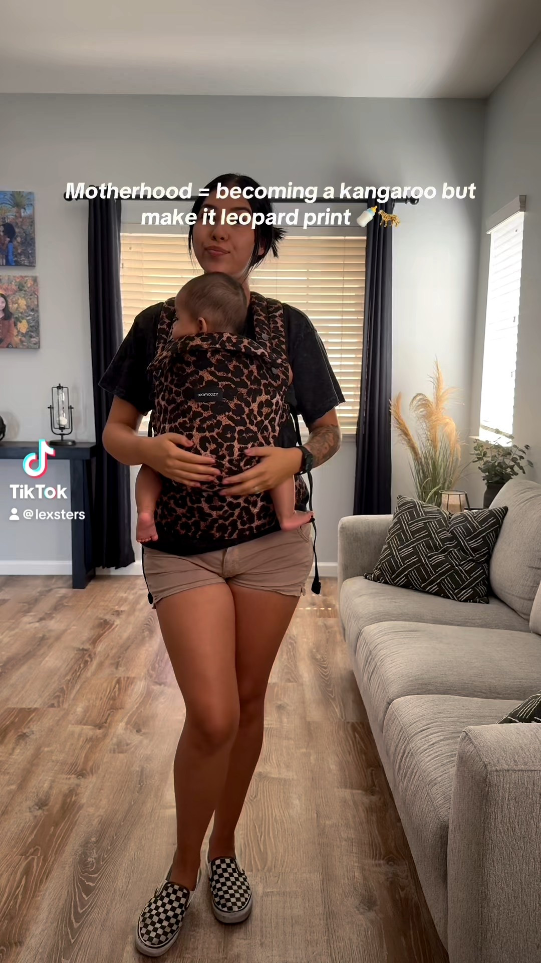 When the carrier matches my personality… a little wild but super cozy 🍼🐆 

#LTKFamily #LTKBaby #LTKSaleAlert