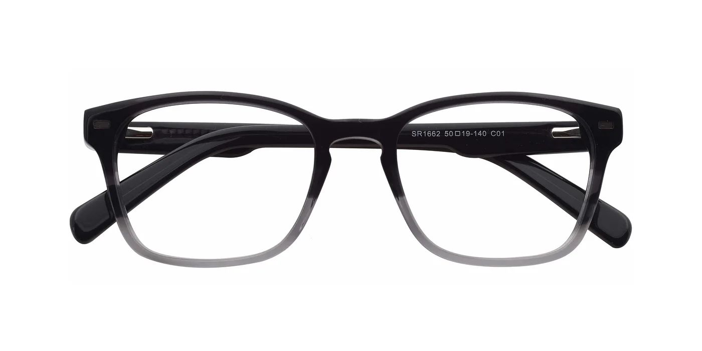 Transparent Gradient Black Horn-Rimmed Hipster Acetate Square Blue Light Glasses | Yesglasses