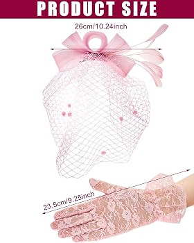Boao Bowknot Fascinator Hat Tea Party Hat Feathers Veil Mesh Headband and Short Lace Gloves Flora... | Amazon (US)