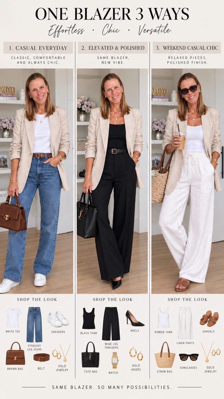 Blazer fall styling 

Taking this blazer into fall, styling it 3 ways.
Casual, work and weekend looks

Blazer, blazer outfit, fall trends, fall styles, fall outfit, jeans outfit, work outfit, weekend outfit, casual elevate look

#LTKfall #LTKshoes #LTKstyletip