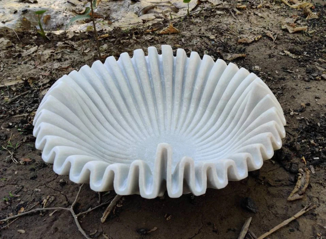Natural Marble Scallop Bowl , Cantina Marble Bowl, Flower Bowl, Ruffled Marble Bowl , Handcrafted... | Etsy (US)