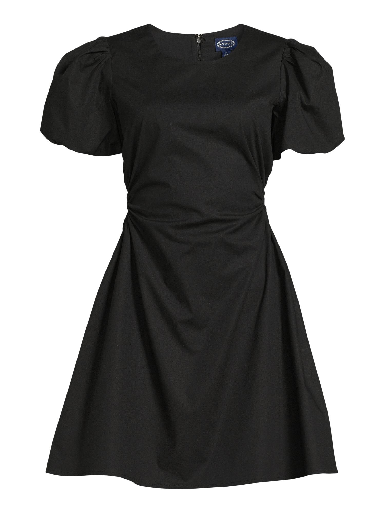 Scoop Women’s Cutout Poplin Dress with Puff Sleeves, Sizes XS-XXL | Walmart (US)