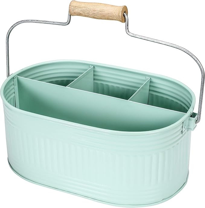 Farmhouse Utensil Caddy Carry-All Serveware - Galvanized Metal Organizer for Kitchen Counter - Co... | Amazon (US)