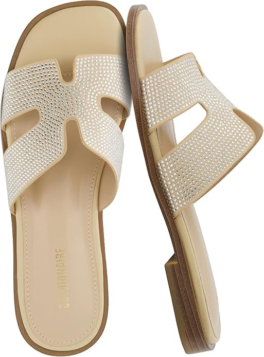 CUSHIONAIRE Voyage Cutout Strap Slides for Women, Slip On Summer Flats, Trendy Footwear, Memory F... | Amazon (US)