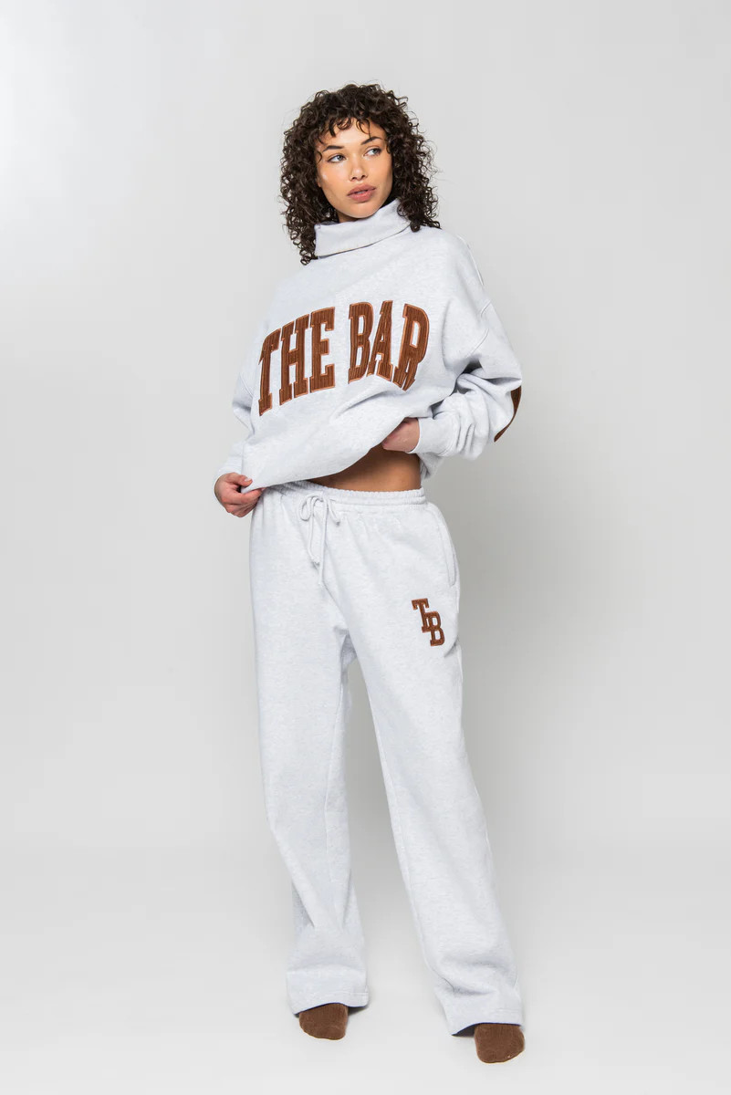 CHARLES HIGHEST NECK CORDUROY SWEATSHIRT  LT HEATHER GREY / EMBER | The Bar