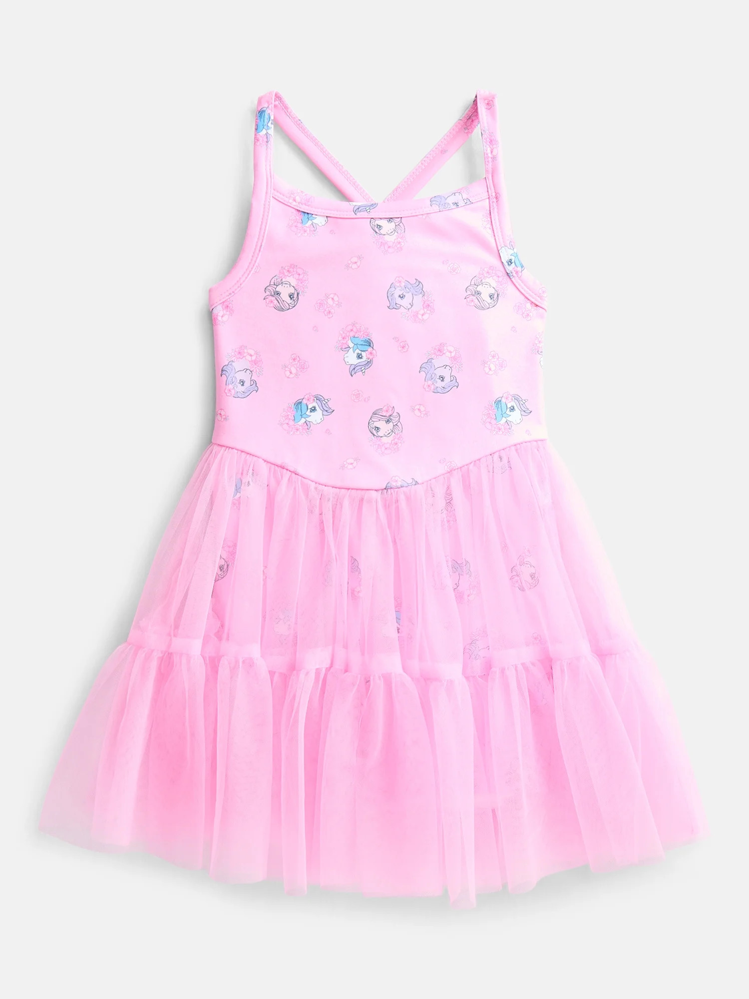 My Little Pony Toddler Girls' Sleeveless Romper with Tulle Skirt, Sizes 12M-5T | Walmart (US)