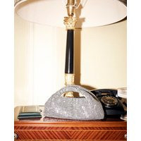 River Island Silver Diamante Scoop Clutch Bag | River Island UK & IE