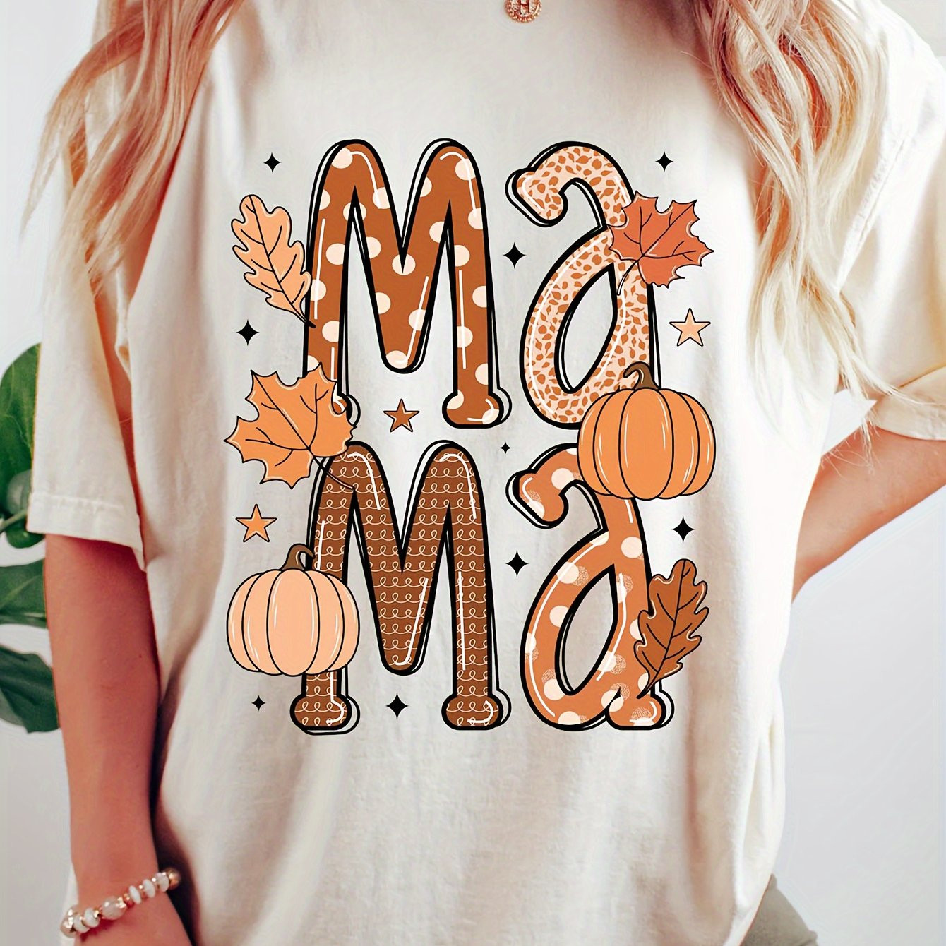 Mama Letter   Neck T shirt Short Sleeve Casual Top - Temu | Temu Affiliate Program