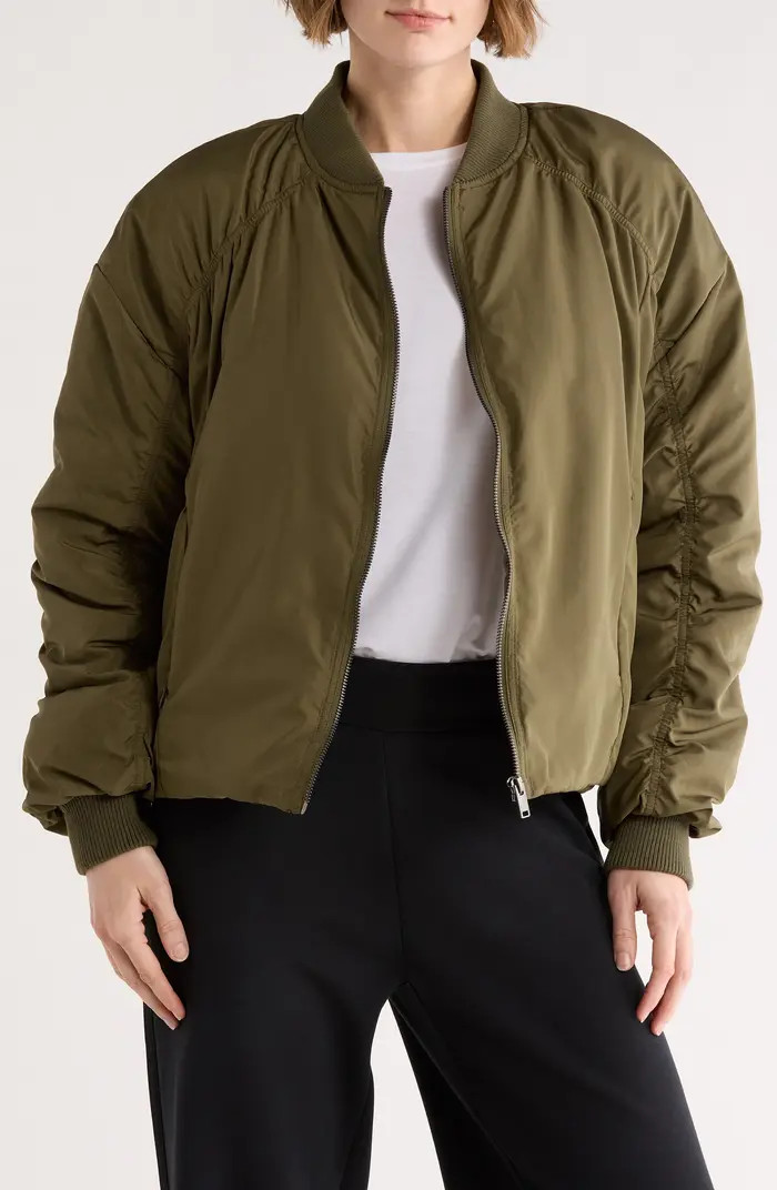 Z by Zella Ruched Sleeve Bomber Jacket | Nordstromrack | Nordstrom Rack