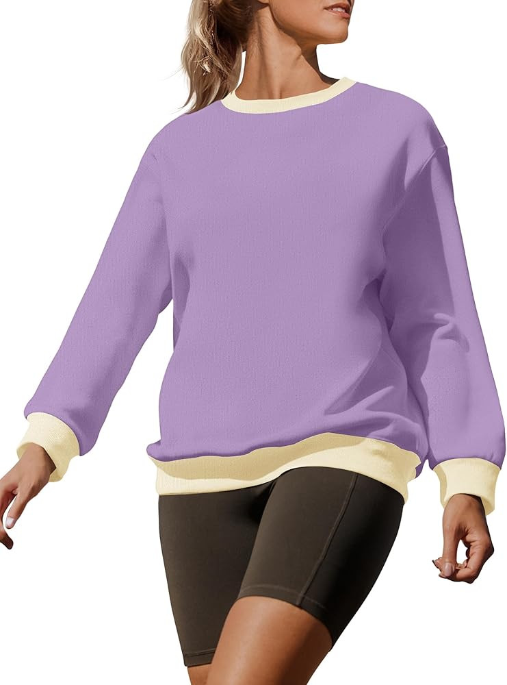 ZESICA 2023 Sweatshirts for Women Casual Oversized Long Sleeve Crewneck Y2K Fleece Loose Pullover... | Amazon (US)