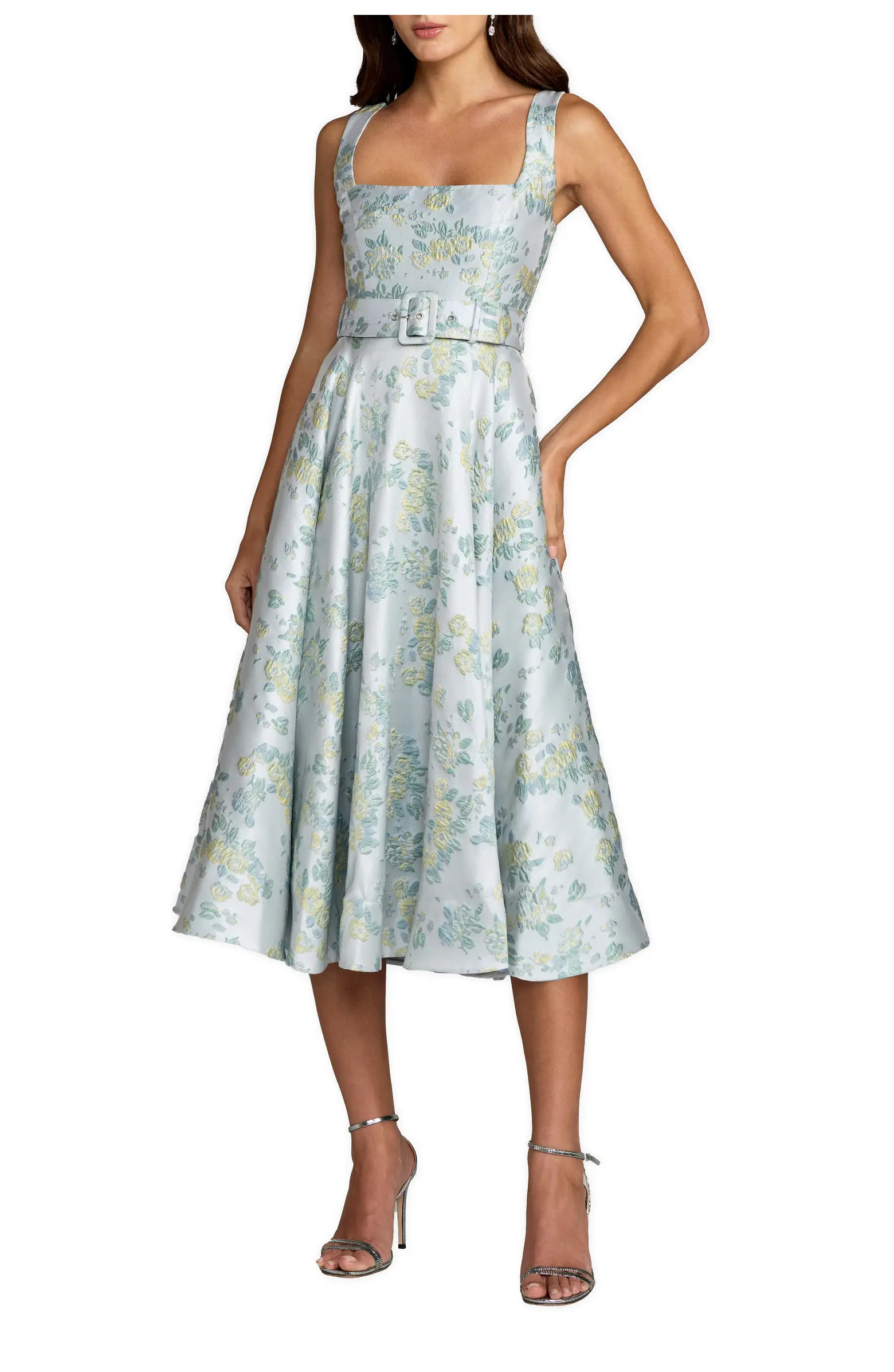 Mac Duggal Sleeveless Belted A-Line Midi Dress | Nordstrom | Nordstrom