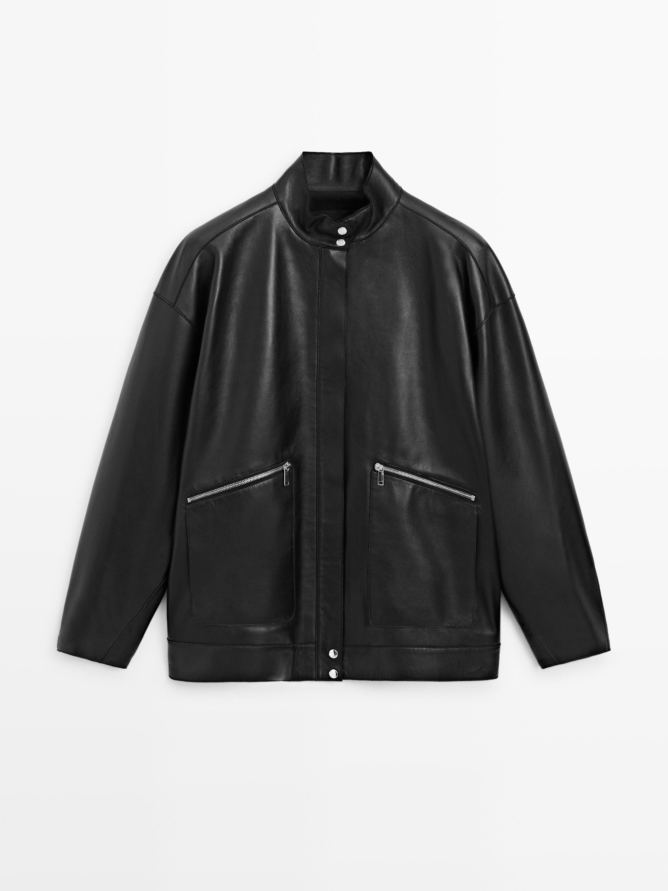 Nappa leather jacket with pocket details | Massimo Dutti UK
